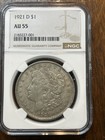 1921 D Denver Mint Morgan Silver Dollar AU55 NGC — photo 1