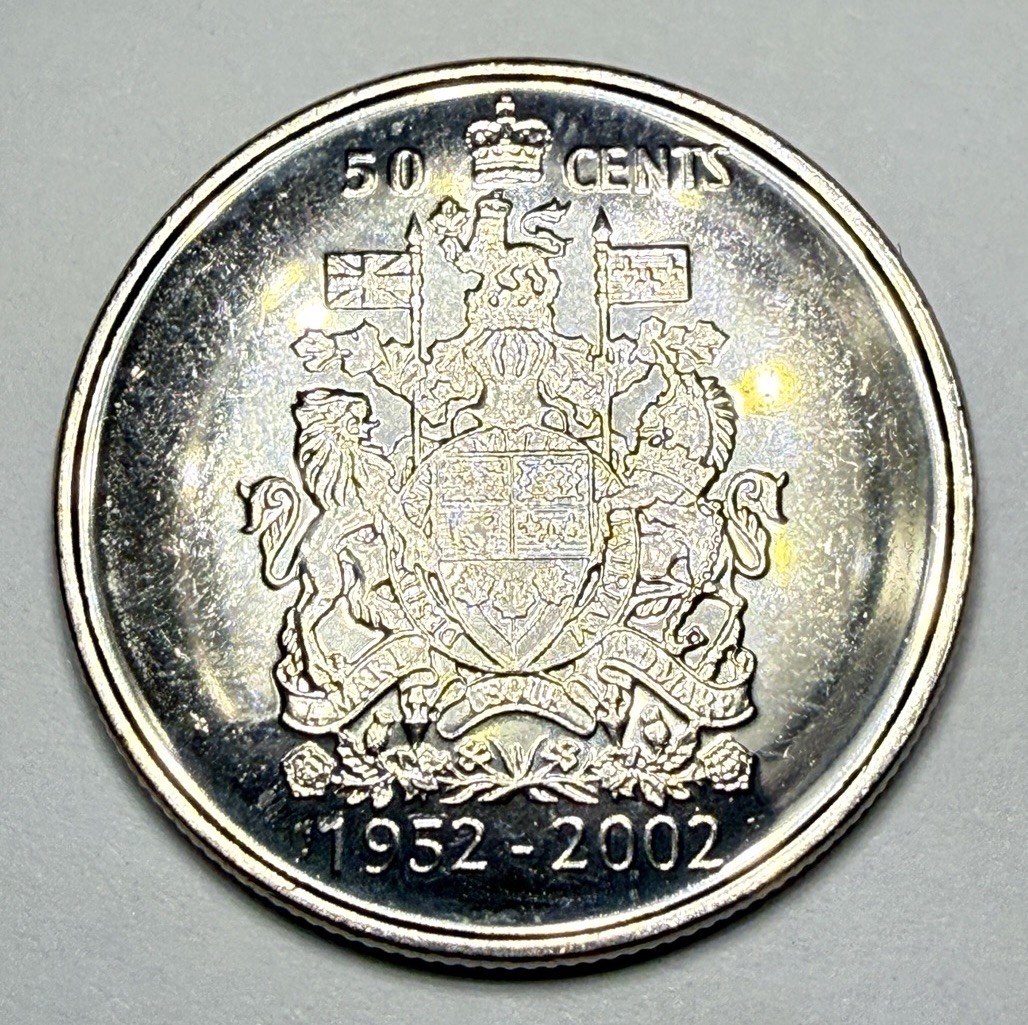 1952-2002 Canadian Uncirculated BU 50cent Piece Golden Jubilee