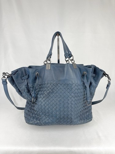 BOTTEGA VENETA 420477 Bucket Tote Bag Leather Brown Woven Intrecciato Italy Vint