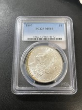 1897 P MORGAN DOLLAR PCGS MS-64 - UNCIRCULATED - BETTER DATE - CERTIFIED - $1