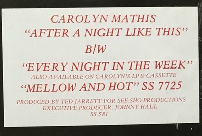 Carolyn Mathis - After A Night Like This / Every Night In The Week (12'')