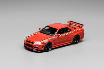 MOTORHELIX 1:64 SKYLINE  (R34) CUSTOMIZED Red Diecast Model Car