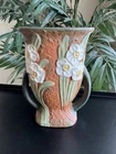 Roseville Pottery Floral Vase w/ Handles, 7" tall, 4.5" X 3.5" Opening