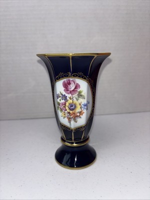 JLMENAU Graf Von Henneberg Echt Kobalt Numbered Porcelain Trumpet Vase 5.25