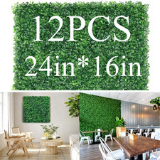 12 Pcs 24x16in Artificial Grass Wall Panels Decor For Outdoor Garden Fence