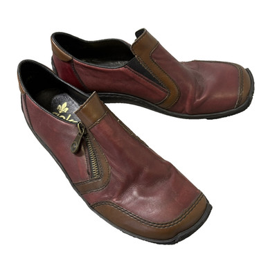 Rieker Shoes Womens Size 39 Red Brown Leather Slip On Antistress Casual Comfort