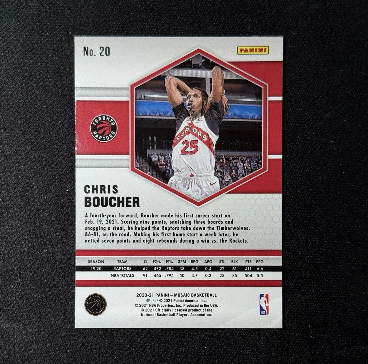Panini Mosaic 2020-21 Basketball Chris Boucher Toronto Raptors #20