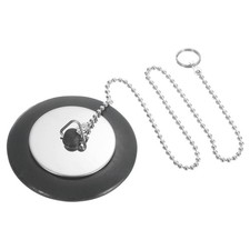 1.97" Bathtub Drain Stopper, Rubber Sink Plug Blocker with 15" Chain, Silver