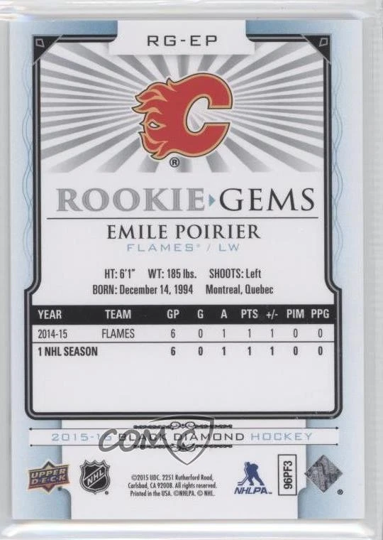 2015-16 Upper Deck Black Diamond Rookie Gems /399 Emile Poirier #RG-EP RC - Image 2 of 2