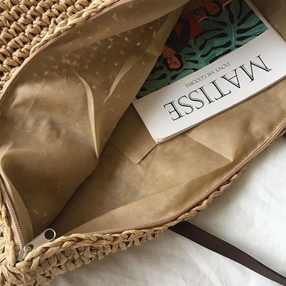 Large Everyday Straw Woven Summer Tote Bag Beach Fashion Handbag ...
