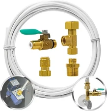 Ice Maker Fridge Install Kit - 1/4 Valve & Supply Line, White 