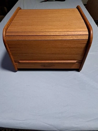 Vintage 80's Nintendo Teak Tech Game Storage Roll Top Cabinet. Missing Devider.