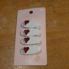 Be Mine Heart Hair Clip for Girls Party White Red Plastic One Size
