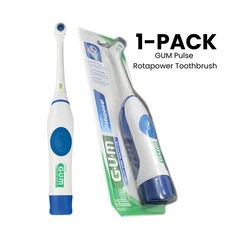 GUM Pulse Rotapower Electric Battery Powered Oscillating Toothbrush Compact Soft