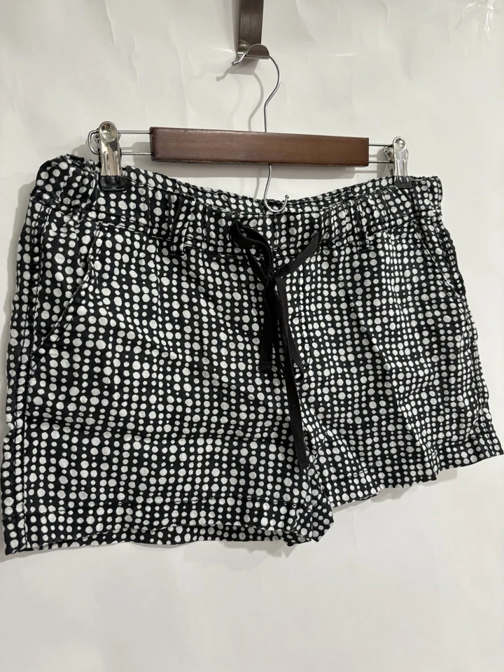 Pantalones cortos Caslon para mujer talla S 100 % lino lunares negros/blancos Foto 2 de 4