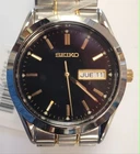 Seiko Essentials SUR363 Quartz Black Dial Two Tone Stainless Steel Men's Watch