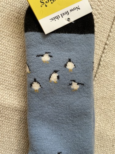 Maggie's Organics Wool Snuggle Penguin Socks Size M Blue Made in USA NEW - Picture 4 of 7