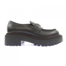 PRADA Triangle Logo Leather Loafers 2DE148 UK6 US7 Black