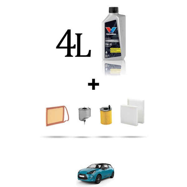Hoffcar Service Kit 4 Filter Und 4L ÖL FüR Citroen DS3 1.6 Hdi 69Kw Ab 2013-image