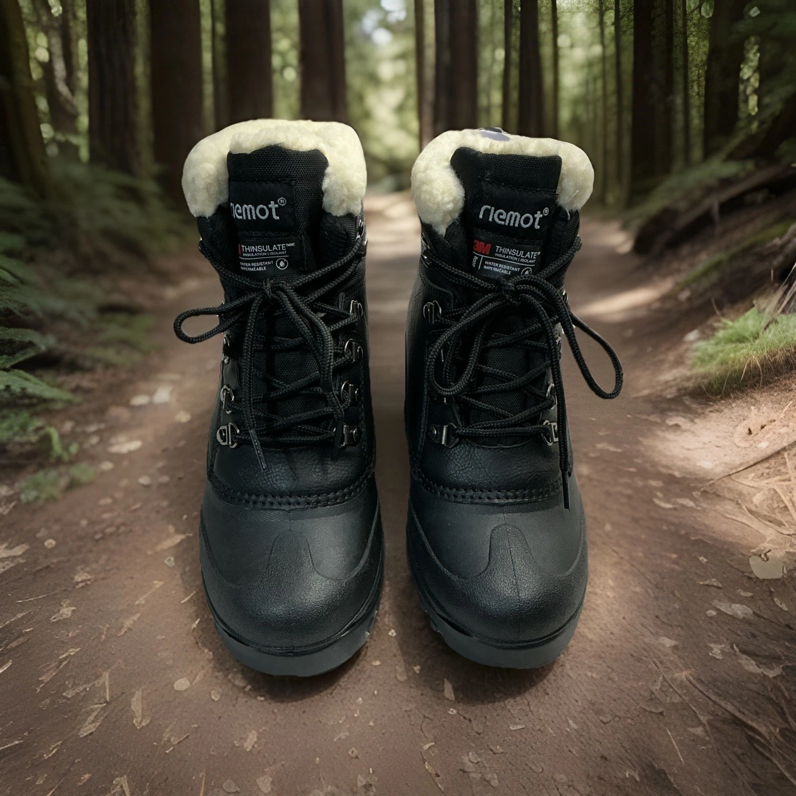 Womens Snow Boots Lace Up Outdoor Waterproof Winter Warm Fur Insulated Ski Boots