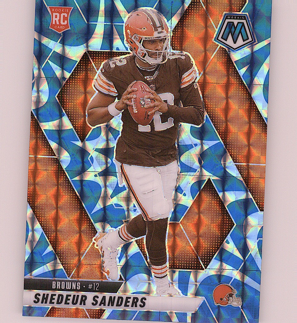 2025 Panini Mosaic #302 Shedeur Sanders Mosaic Reactive Blue