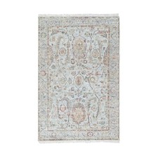 Hand Knotted Rug 3'1"x5' Light Gray with Ziegler Mahal Design Pure Wool 10415