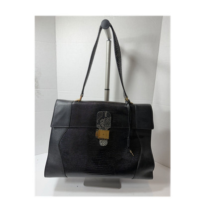 Bruno Magli Black Shoulder Bag with Gold Lock Accent, Textured, Key