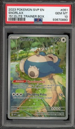 Pokemon Snorlax 151 MEW EN ETB Promo SVP EN 051 PSA 10 Gem Mint