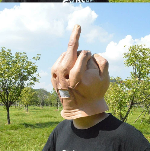 Halloween Middle Finger Mask Halloween Middle Finger Head Mask Latex Full Head - Picture 13 of 18
