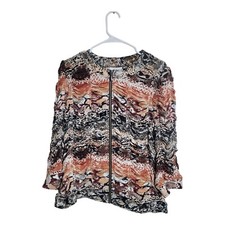 Chico's Jacket Womens Size 2 Multicolor. Snake Print Slinky Knit Zip Ruched