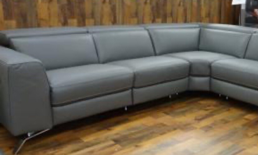 Natuzzi Editions Pensiero Luca B790 DESIGNER Grey LEATHER Corner Suite