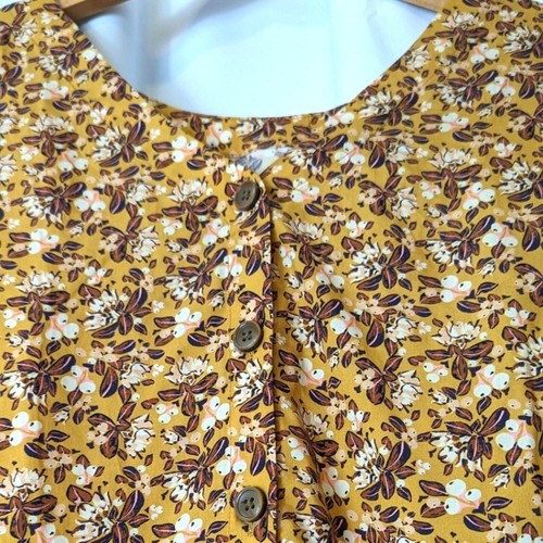 Patagonia Shallow Moon Flowy Boho Floral Blouse Mountain Cranberry Glyph Gold XS - Picture 6 of 8