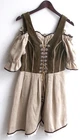 Ladies' traditional dress leather green, skirt and sleeves beige size 40 by St. Moriz