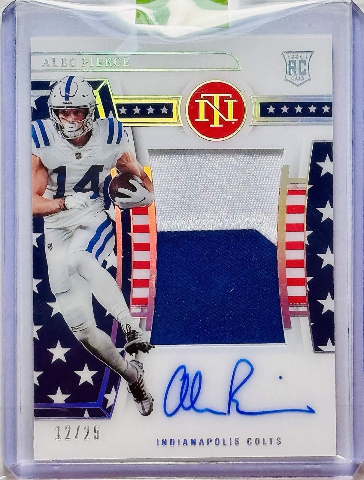 Alec Pierce 2022 Panini National Treasures #179 FOTL Stars & Stripes RPA /25