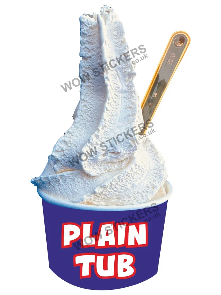 WOW Ice cream van sticker Plain Tub whippy sundae trailer shop cafe decals