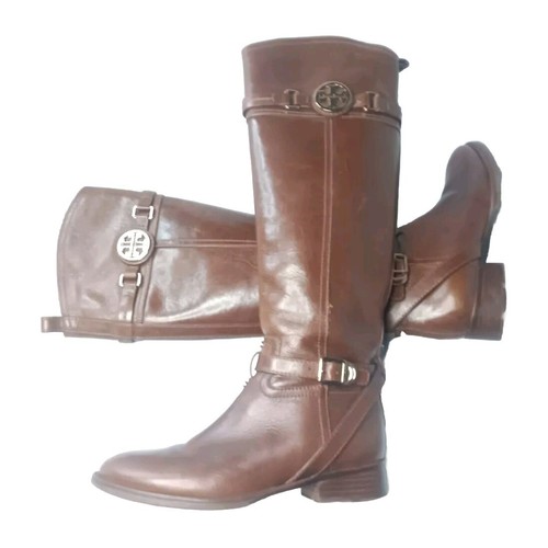 Tory Burch Calista Riding Boot Size 5.5 Cognac Brown Leather Retail $495 - Picture 14 of 21