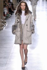 Topshop Unique Beige Fur Coat Size 10