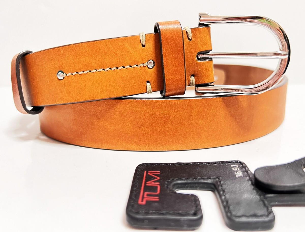 $88 TUMI 15319 Brown Leather Belt 34/85 Men Stylish Gift Youth 