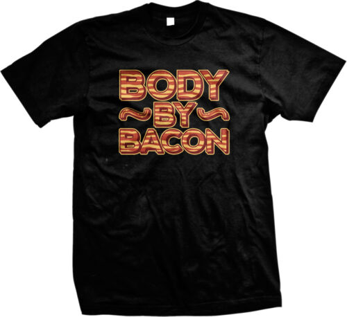 T-shirt homme Body By Bacon viande bonbons paléo petit déjeuner nourriture barbecue barbecue - Photo 1 sur 26