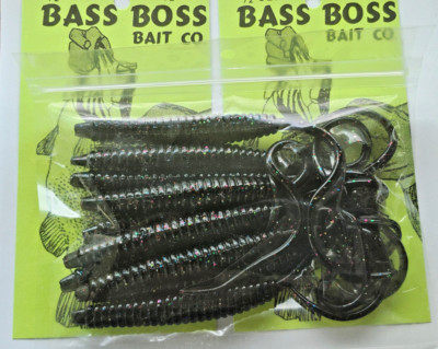 20 COUNT BASS BOSS BLACK METAL FLAKE 7 INCH RIBBON WORM-PERFECT TRAILER OR ALONE