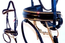 FSS STELLAR Curve GOLD CRYSTAL RHINESTONE Bling PIPING Comfort PATENT Bridle New