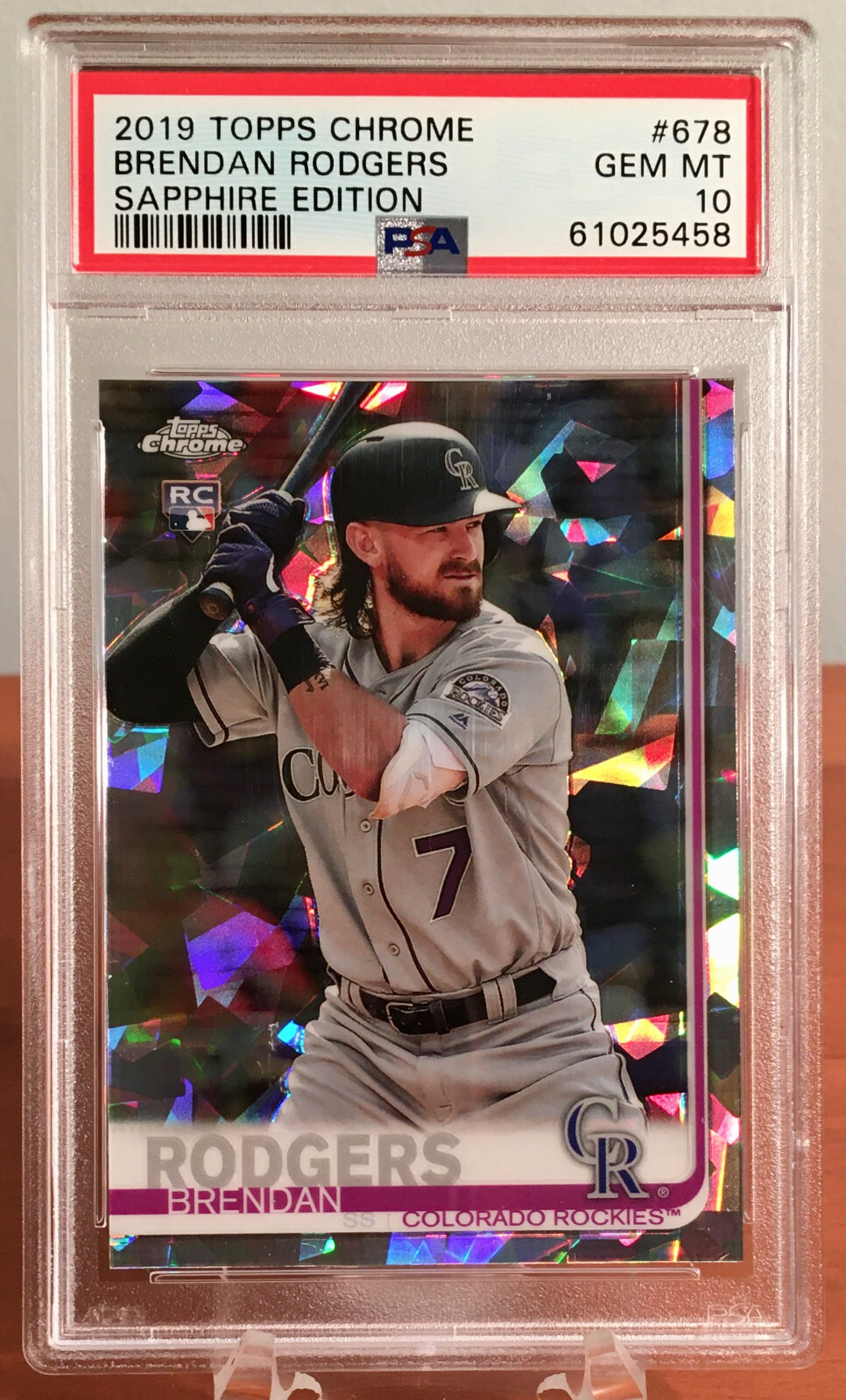 2019 Topps Chrome Sapphire Brendan Rodgers Rookie RC #678 PSA 10