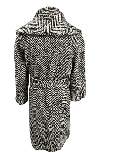 Escada Black & Ivory Belted Mohair & Wool Blend Coat Size 38 US 8 Style 5021525 - Picture 6 of 18