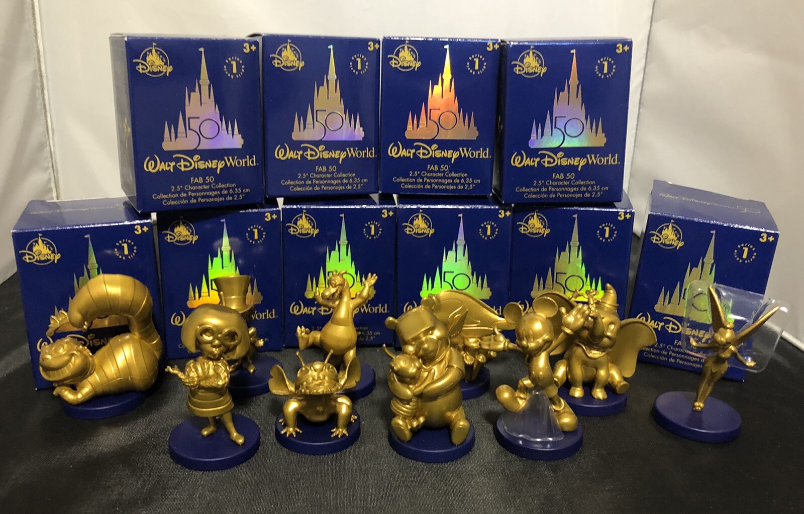 Walt Disney World 50th Anniversary Fab 50 Gold Figure Set Series 1 Complete