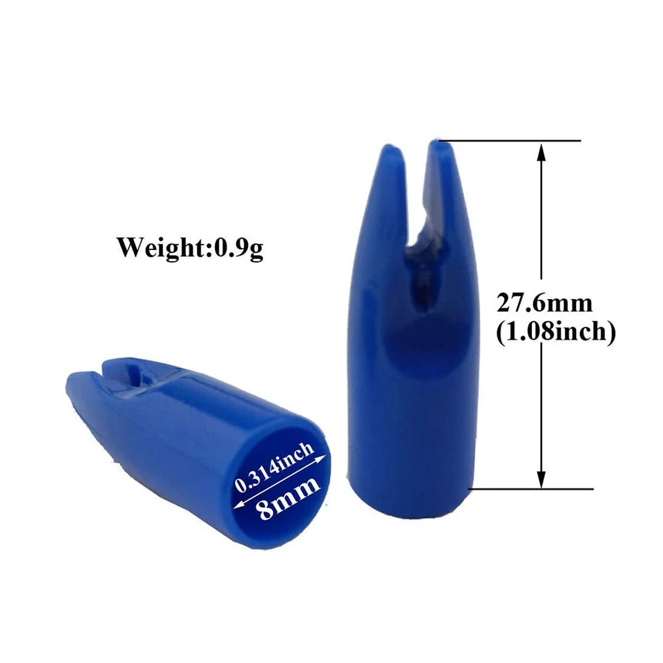 50X Archery Arrow Nocks 8mm Glue on Plastic Tails Wood Bamboo Shaft Bow Hunting - Image 4 of 4