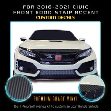 For 2016-2021 Civic Front Hood Strip Overlay Graphic Decal 3d Carbon Fiber Vinyl For 2016-2021 Civic Front Hood Strip Overlay Graphic Decal 3d Carbon Fiber Vinyl