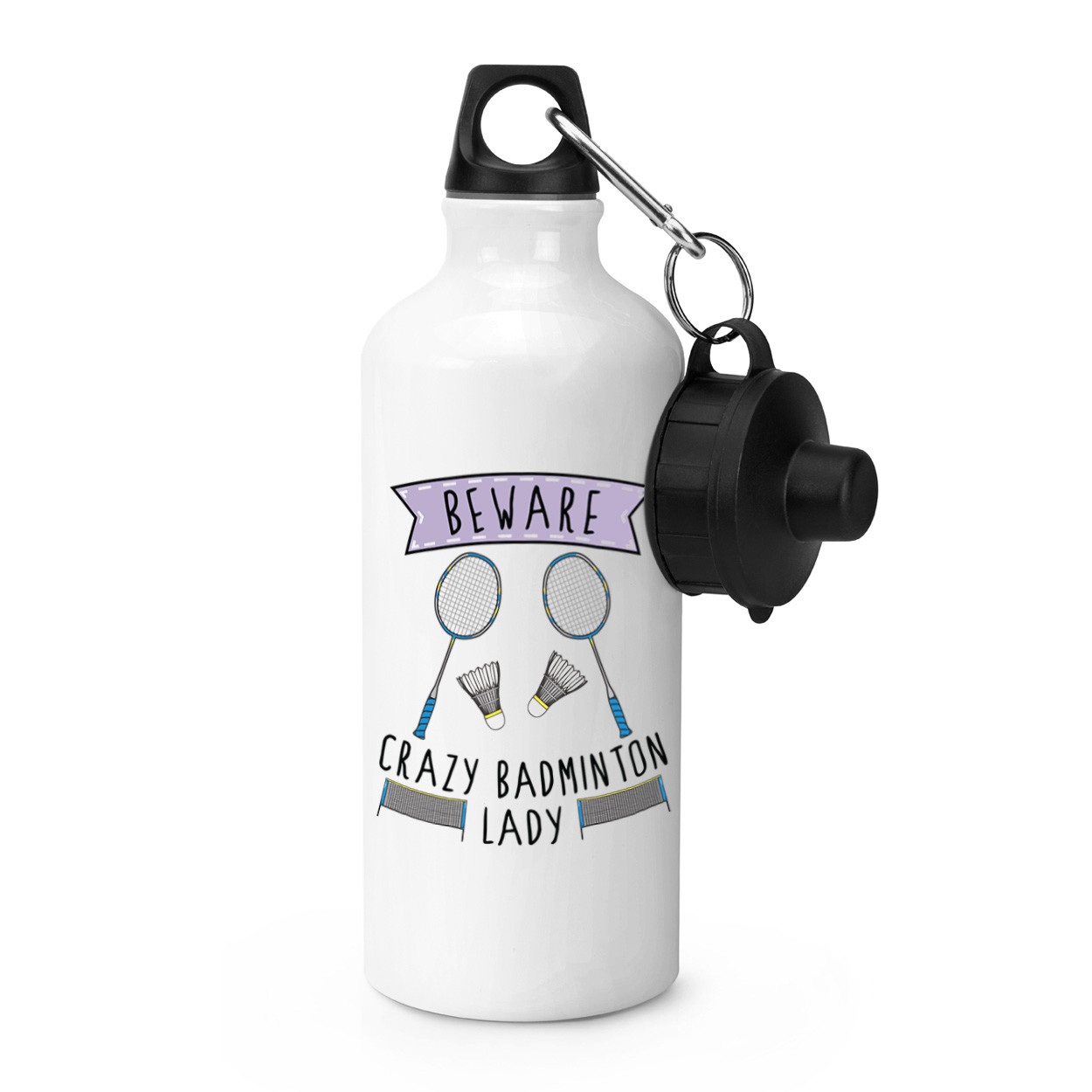 Beware Crazy Badminton Lady Sports Drinks Bottle Camping - Funny Sport