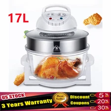 12L Air Fryer Glass Infrared Convection Oven Roaster Glass 360?? Heating Cooker