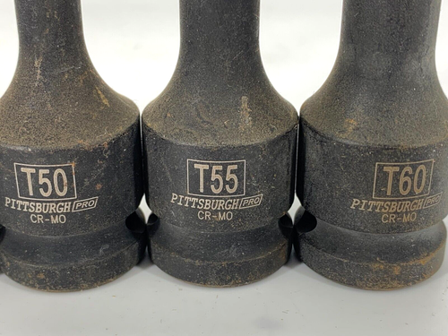 Pittsburgh ( 5 piece) CR-MO Torx Bits T45.57.50.55.60 1/2" Drive - Picture 3 of 7