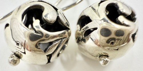 SILPADA W0718 STERLING 925 SIMPLE DELIGHT FILIGREE BALL BEAD EARRINGS (T503) - Picture 3 of 8